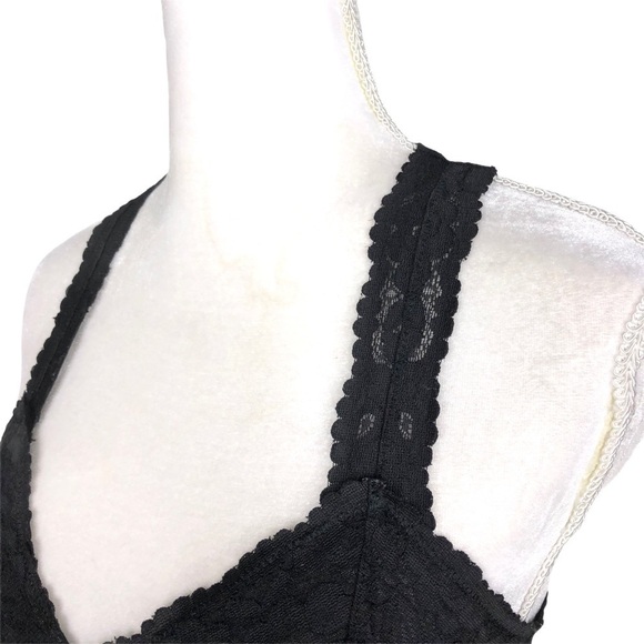 Free People Intimately black flower lace triangle bra bralette racerback small - Picture 9 of 13